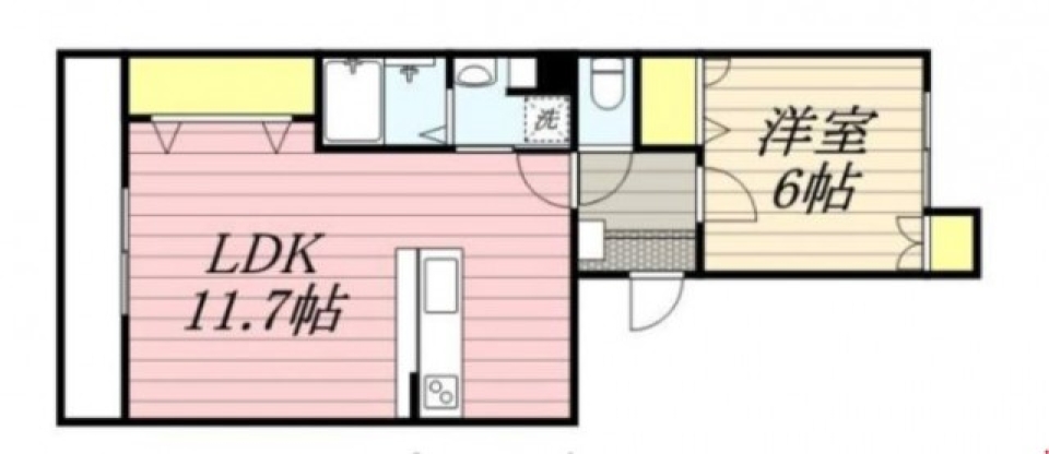 カラフルで可愛いお部屋での暮らしの間取り図