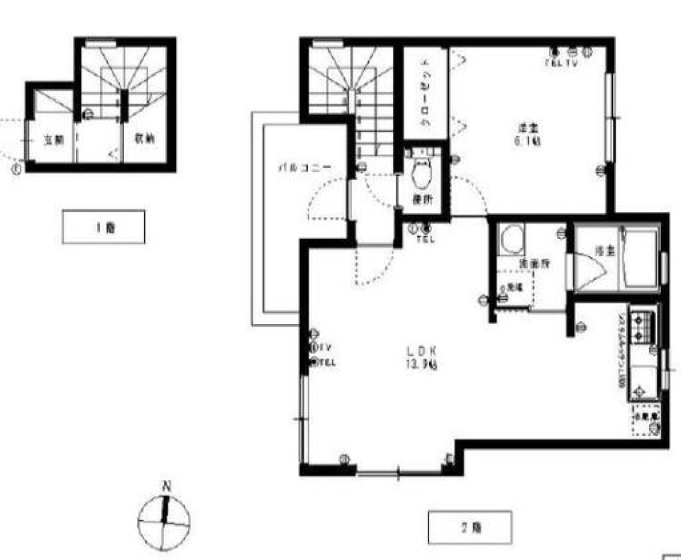 白いキューブに住もうの間取り図