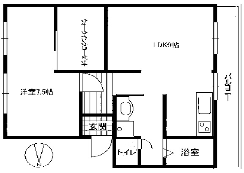 レトロマンション白と黒の間取り図