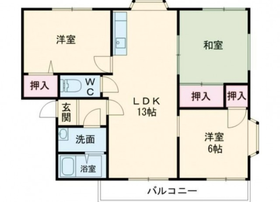 【ペット可】空の青 踊る緑の葉の間取り図