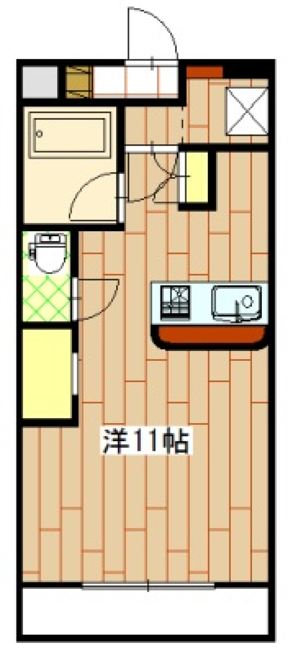 1DKの間取り図。