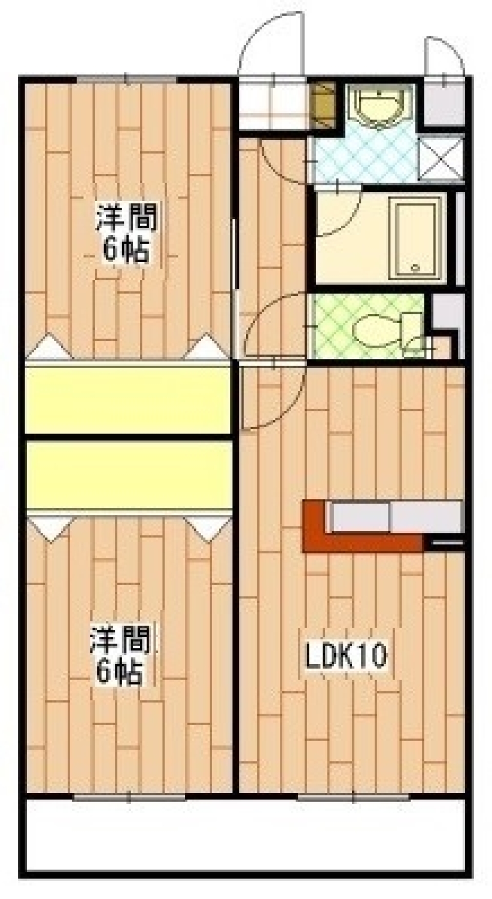 ホワイトブリックのカフェ風ルーム。の間取り図