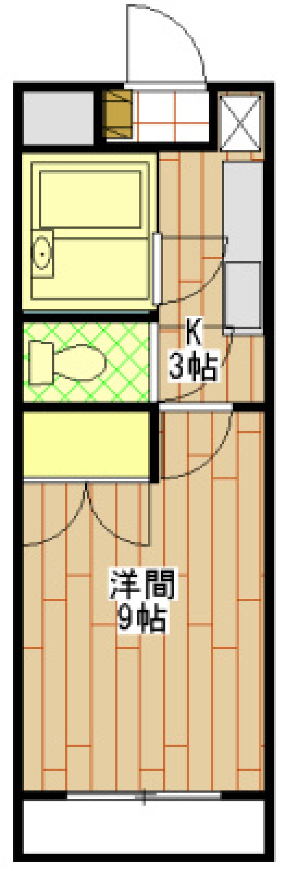 1K家具付きのシンプルなお部屋。の間取り図