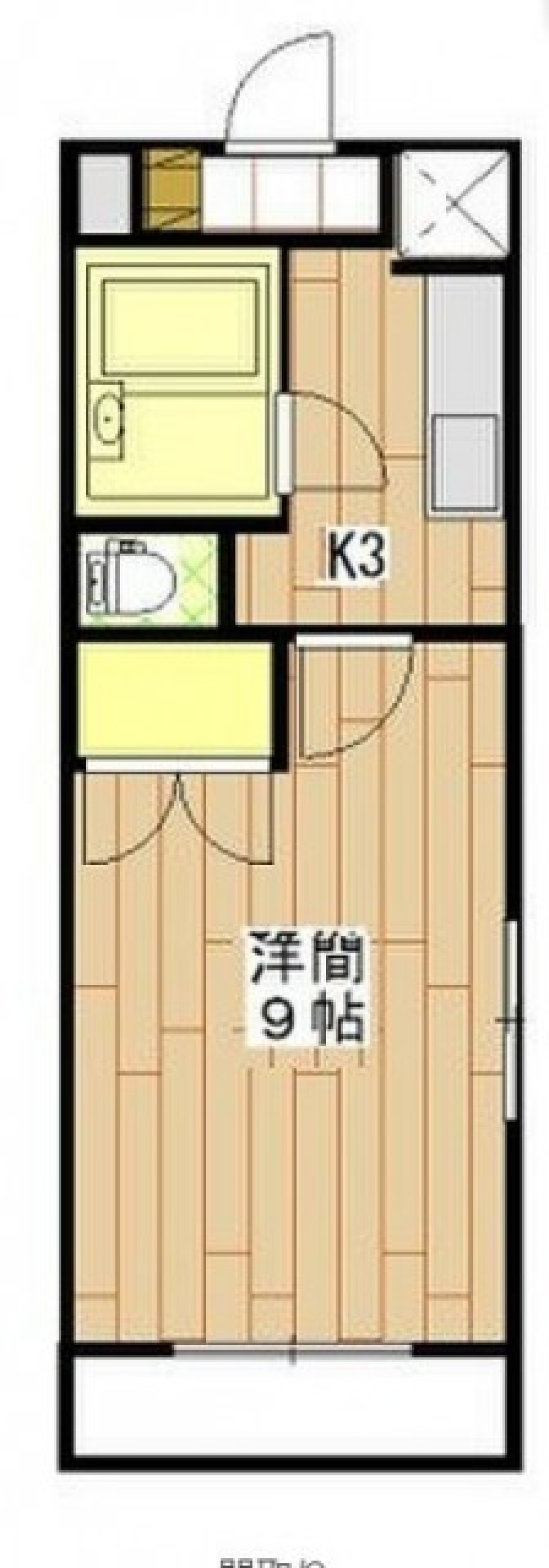 ダークな木目柄とホワイトカラーのシックなお部屋の間取り図