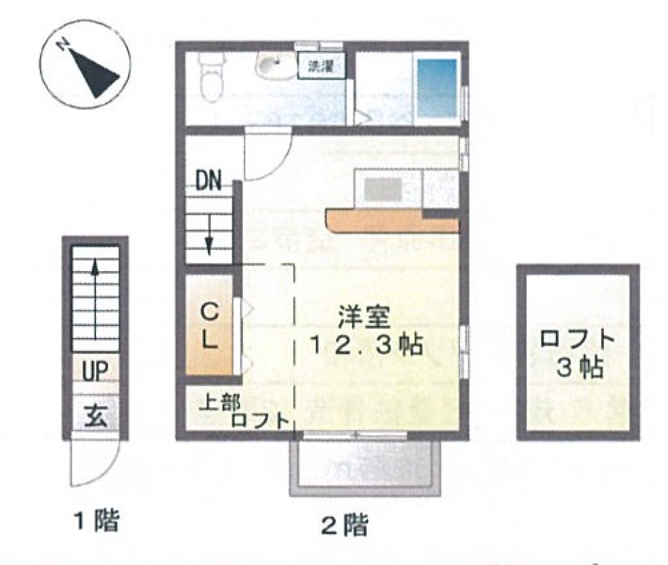 梁が活きるロフトステージの間取り図