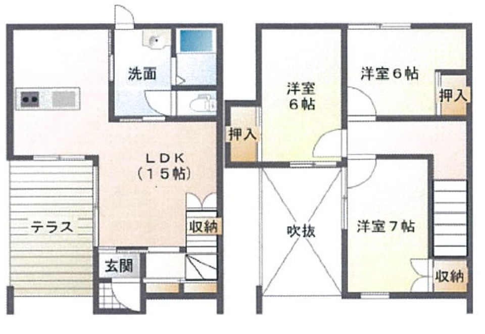 布橋の白亜の間取り図