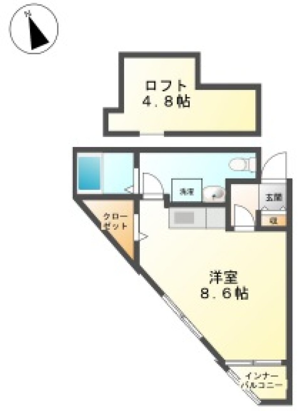 トライアングルルーム新津の間取り図