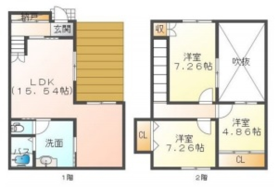 白い箱のキャレブランの間取り図