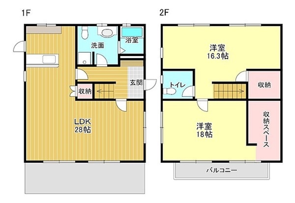 有玉台のアメリカンレトロな庭付き一軒家の間取り図