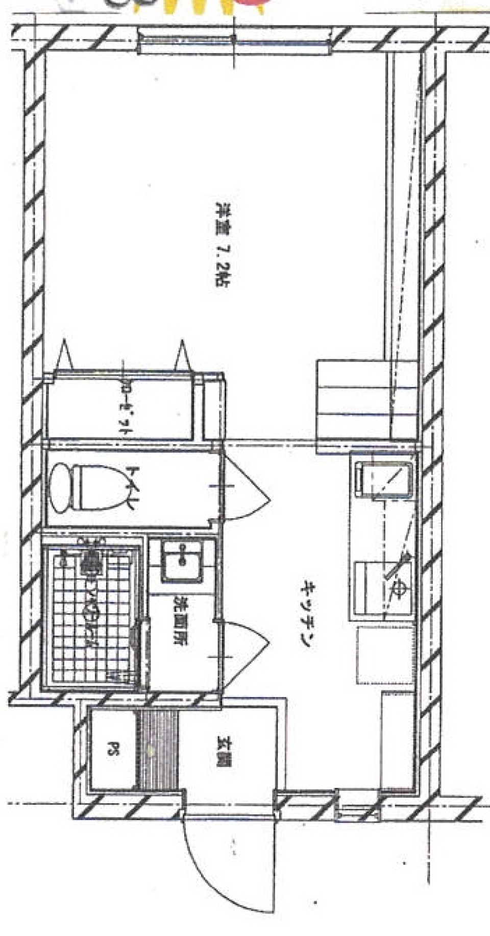 シアトルスタイルワンルームの間取り図