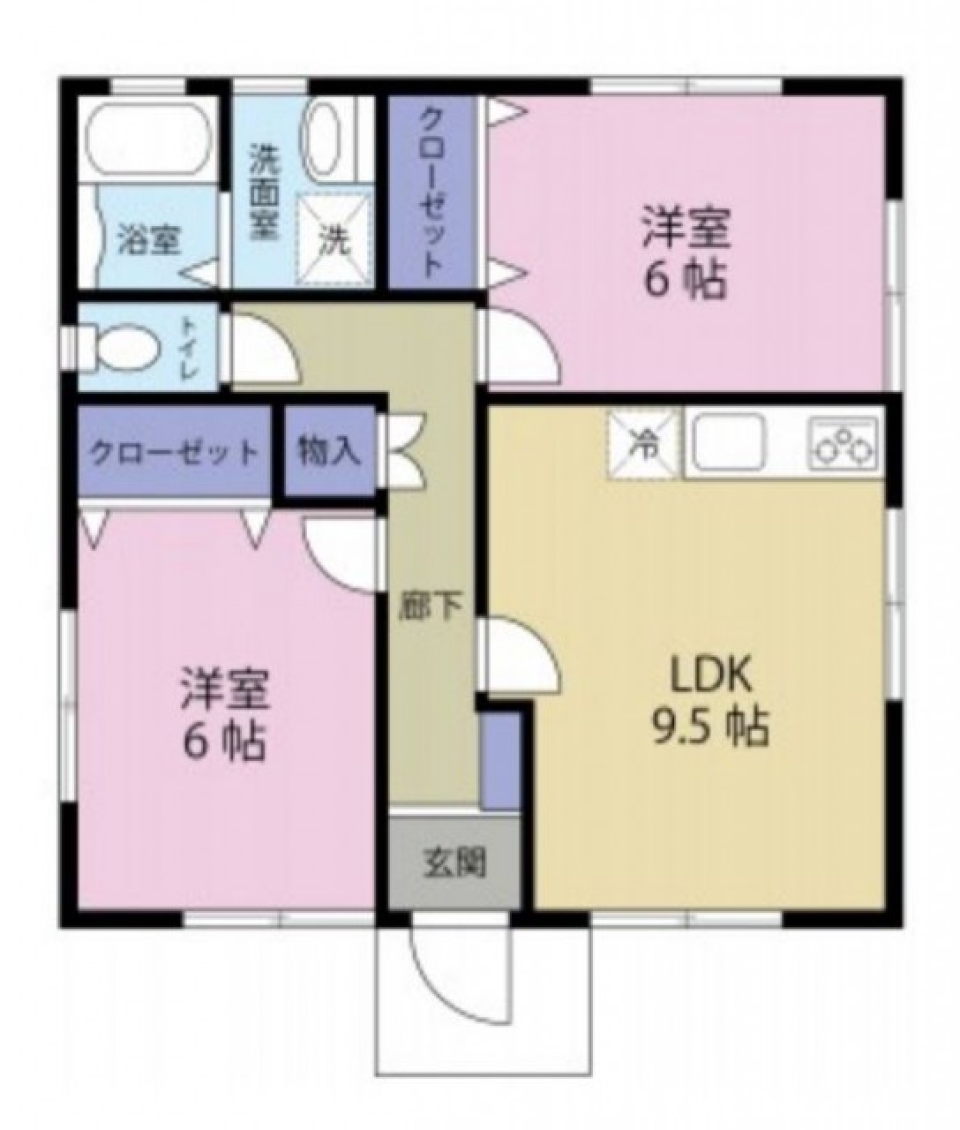 かわいい外観の平屋でかわいいペットと共にの間取り図