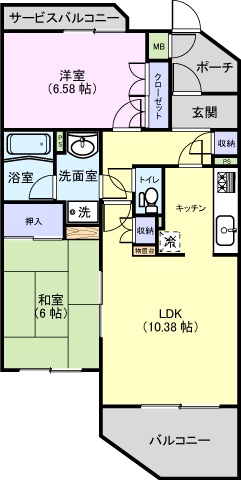 サービスバルコニーは、部屋からは出られません。