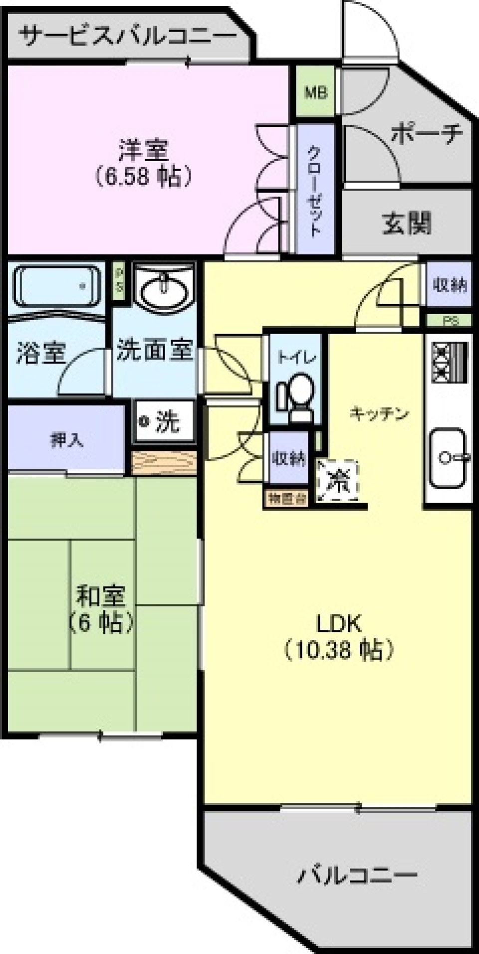 洋室に馴染む和室でくつろぐの間取り図