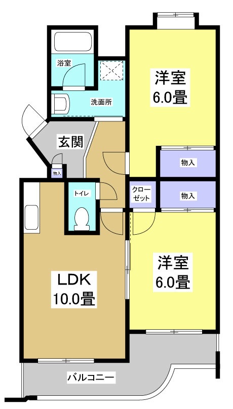 間取り図と左右反転タイプのお部屋です。