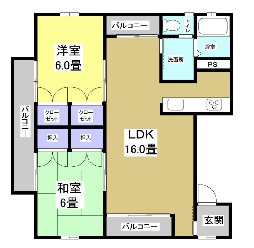 全部屋にバルコニーあります！の間取り図