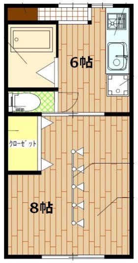 1DKの間取り図。