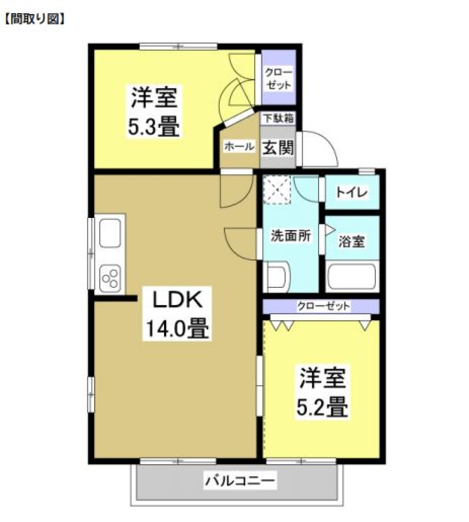 3LDKの間取り図。