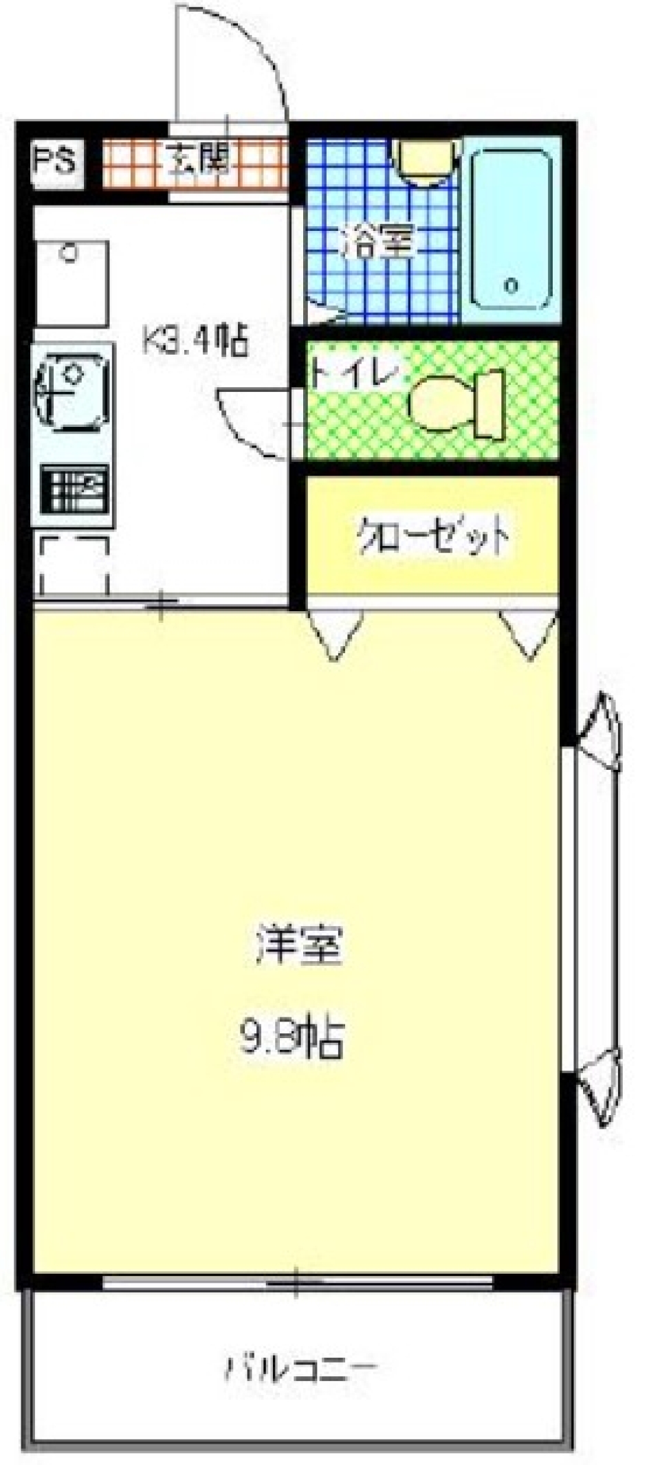 1Kの間取り図。