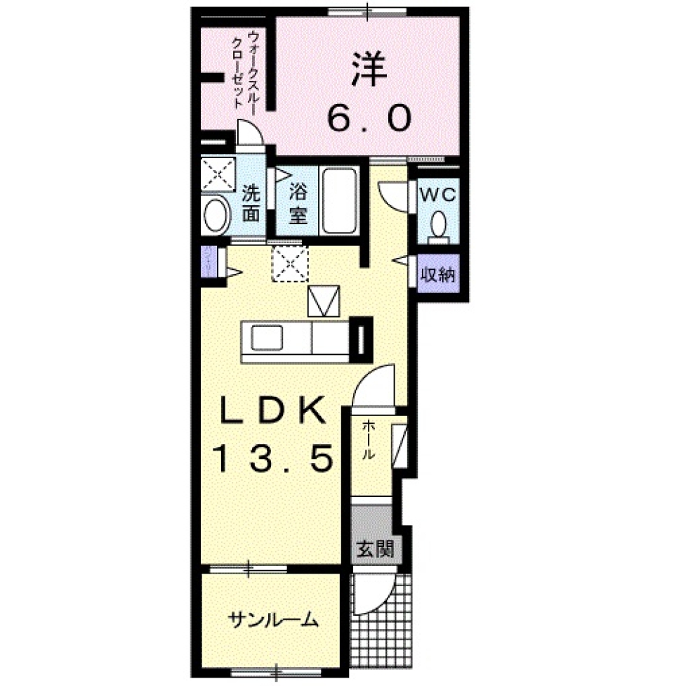 ペットと始める新生活1LDKの間取り図