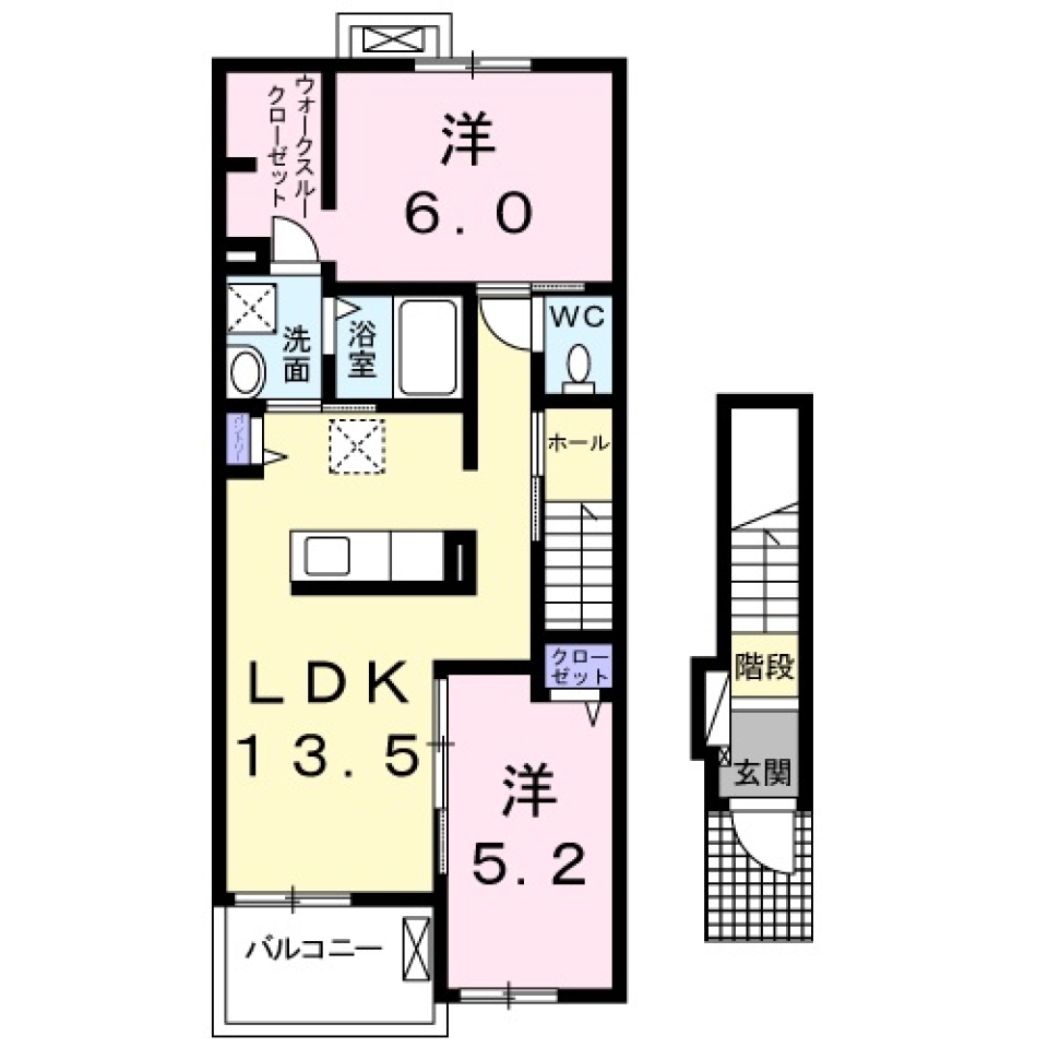 ペットと始める新生活2LDKの間取り図