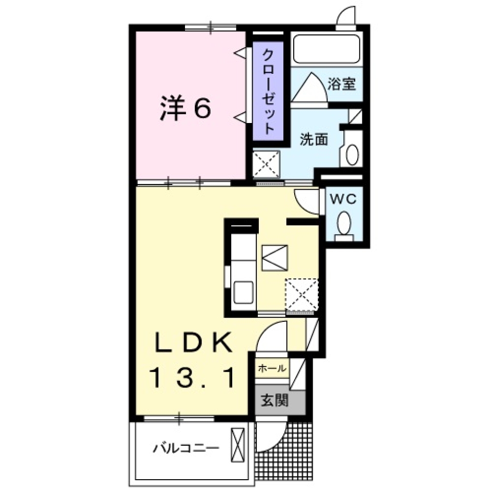 程よく近い中沢町　1LDK。の間取り図