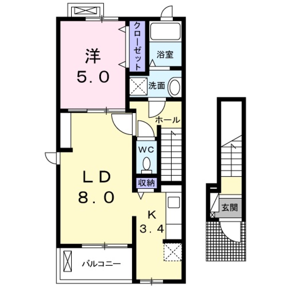 憧れの電車通勤を！2F。の間取り図