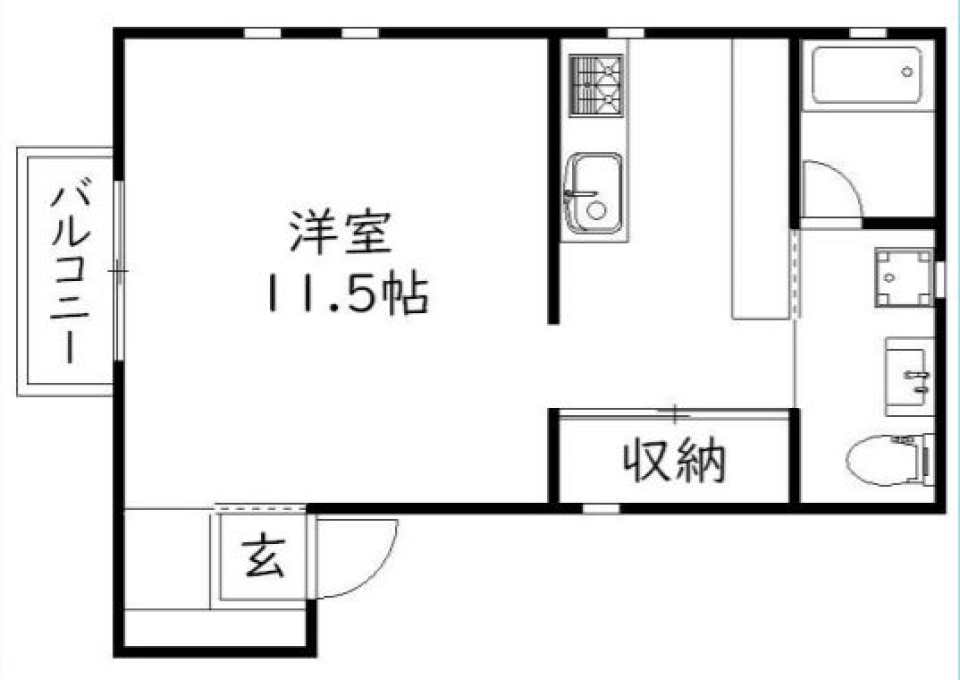 トリコロール ワンルームの間取り図