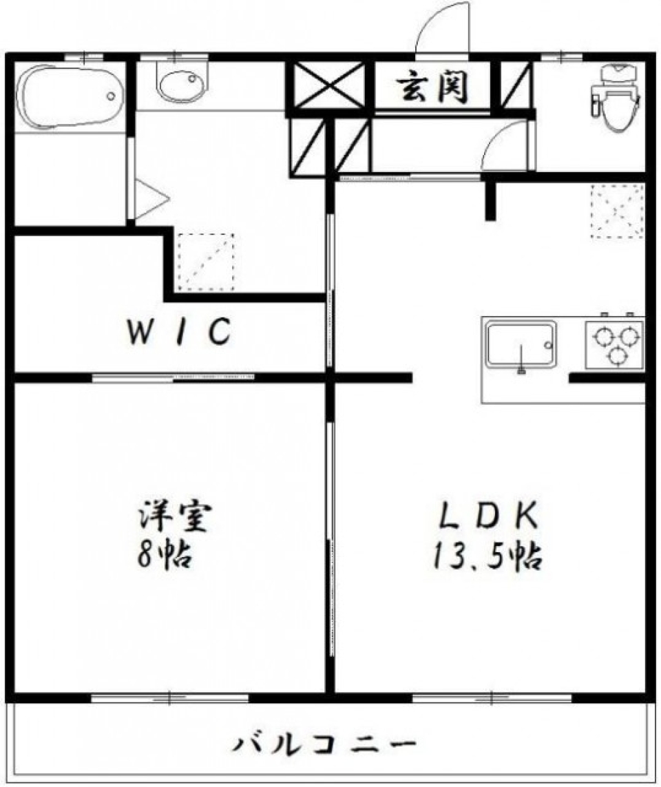 モダン空間、洞窟キッチン。の間取り図