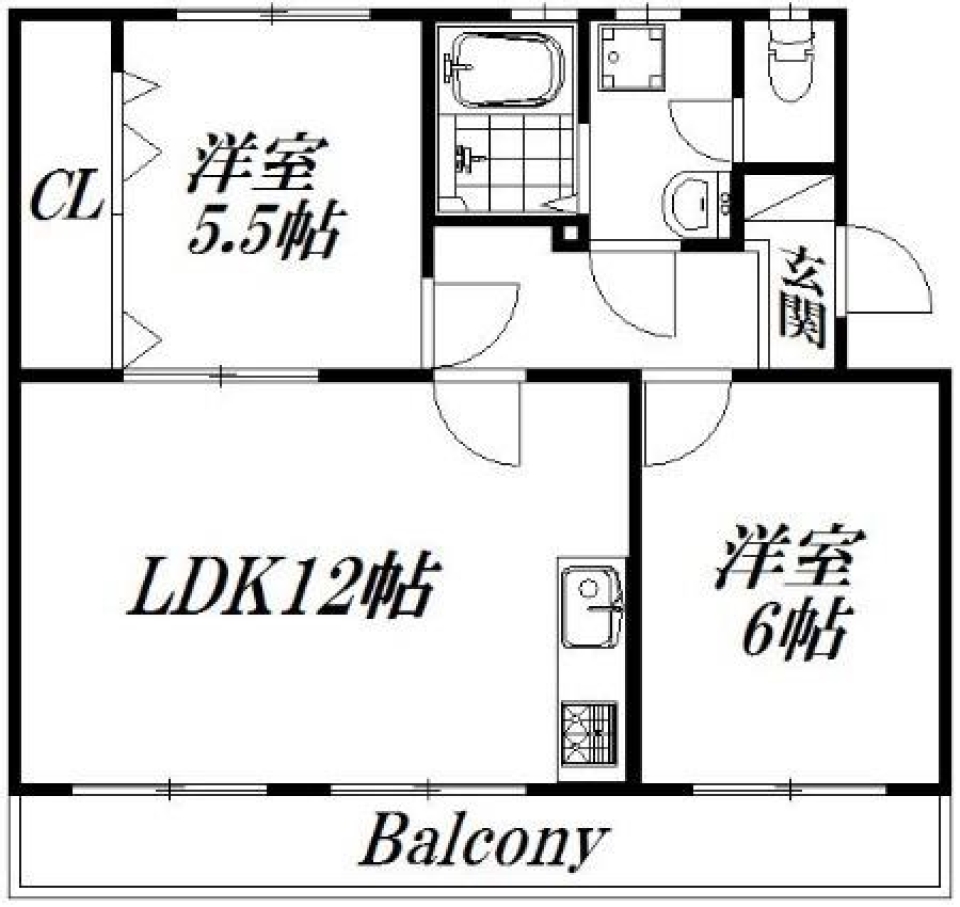 シンプル is ベスト！な２LDK。の間取り図