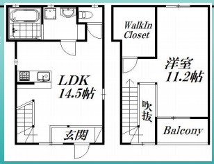 2階の洋室はなんと11.2帖！広～い１LDKです。