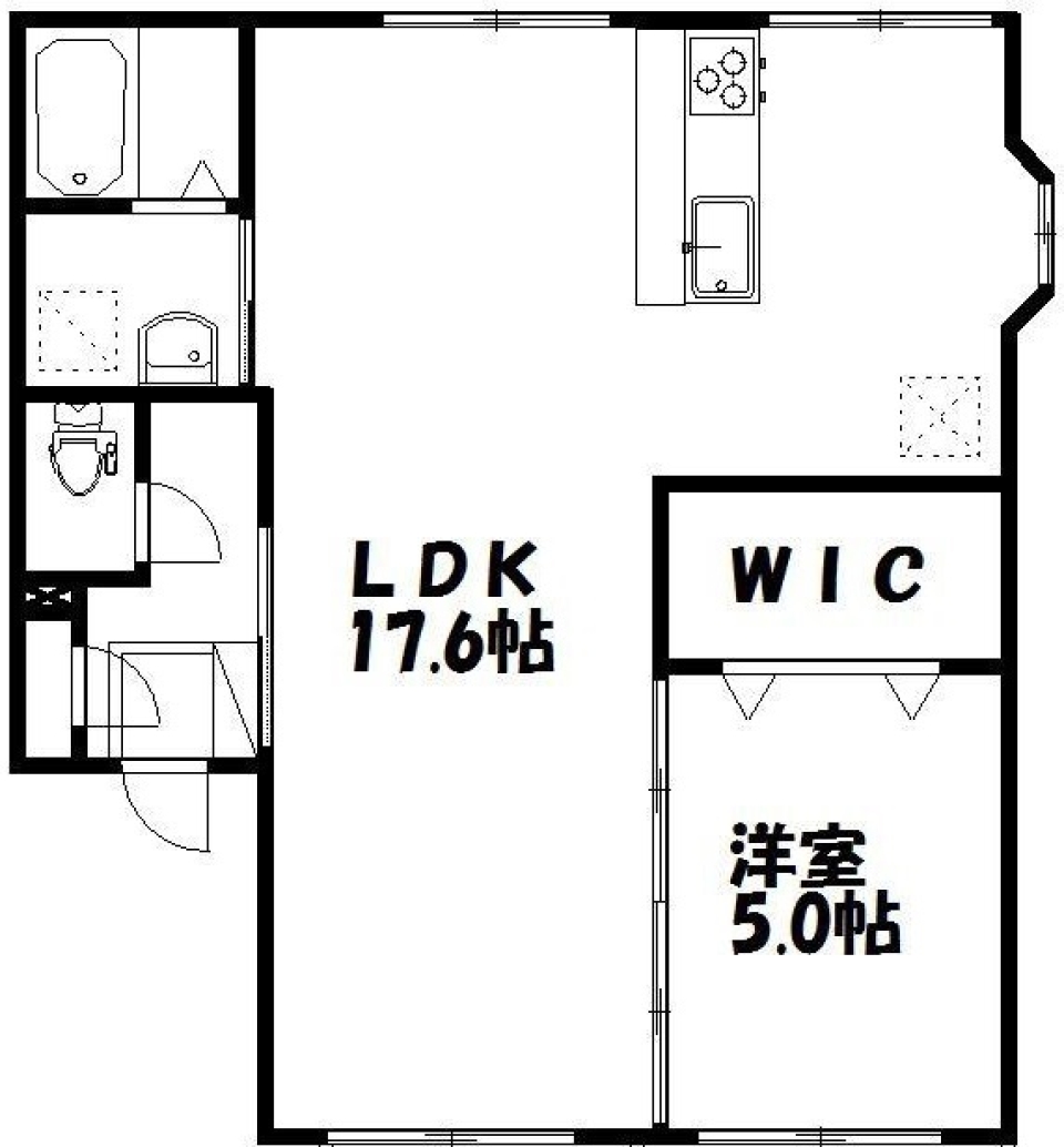 White×right Green　Simple Roomの間取り図