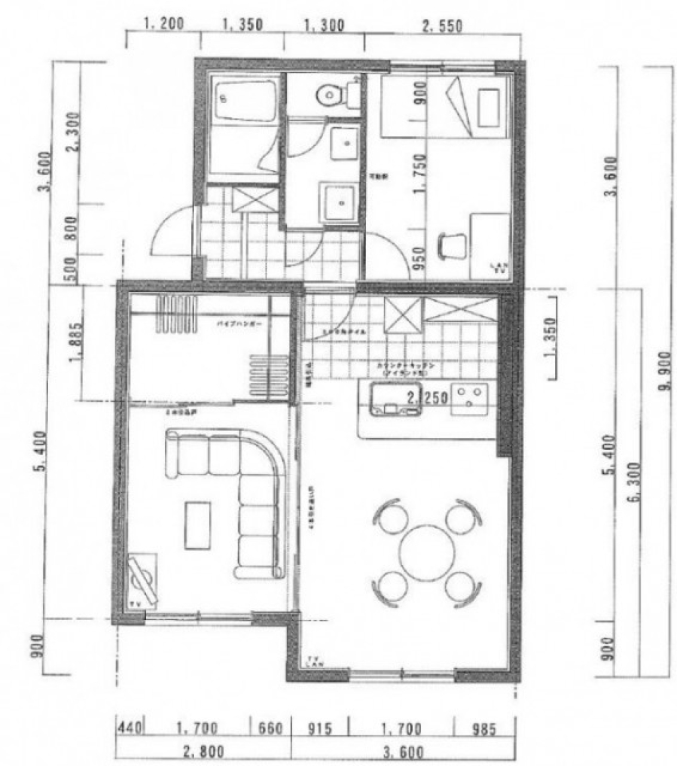 多彩なインテリア空間　建具の間取り図