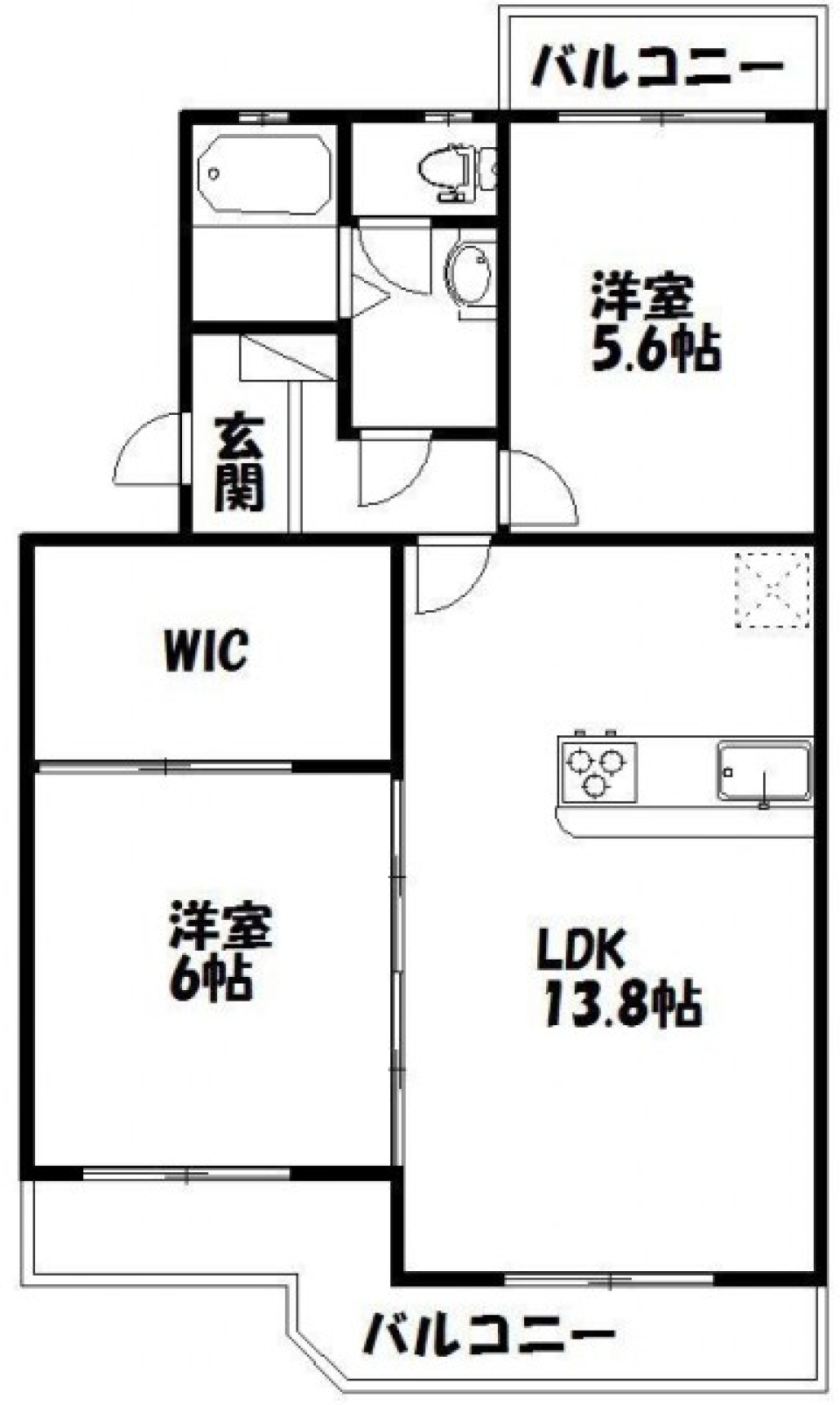 13帖２LDK　⇔　19帖１LDK（ポップカラー）。の間取り図