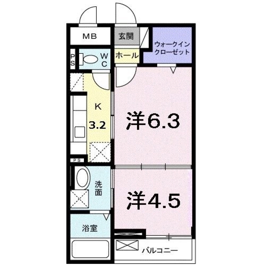 縦に並ぶ面白間取り。の間取り図