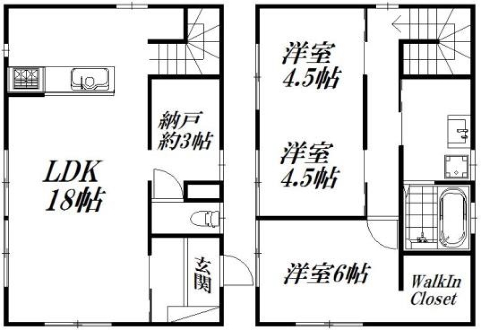 ナチュラル×ガルバでオシャレな戸建ての間取り図