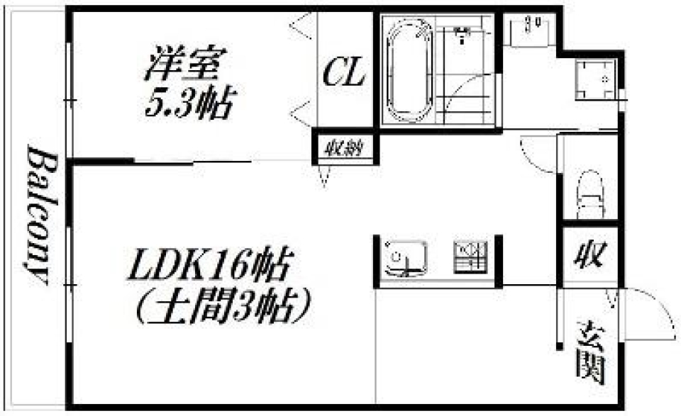 モザイクタイルと土間と光と。の間取り図