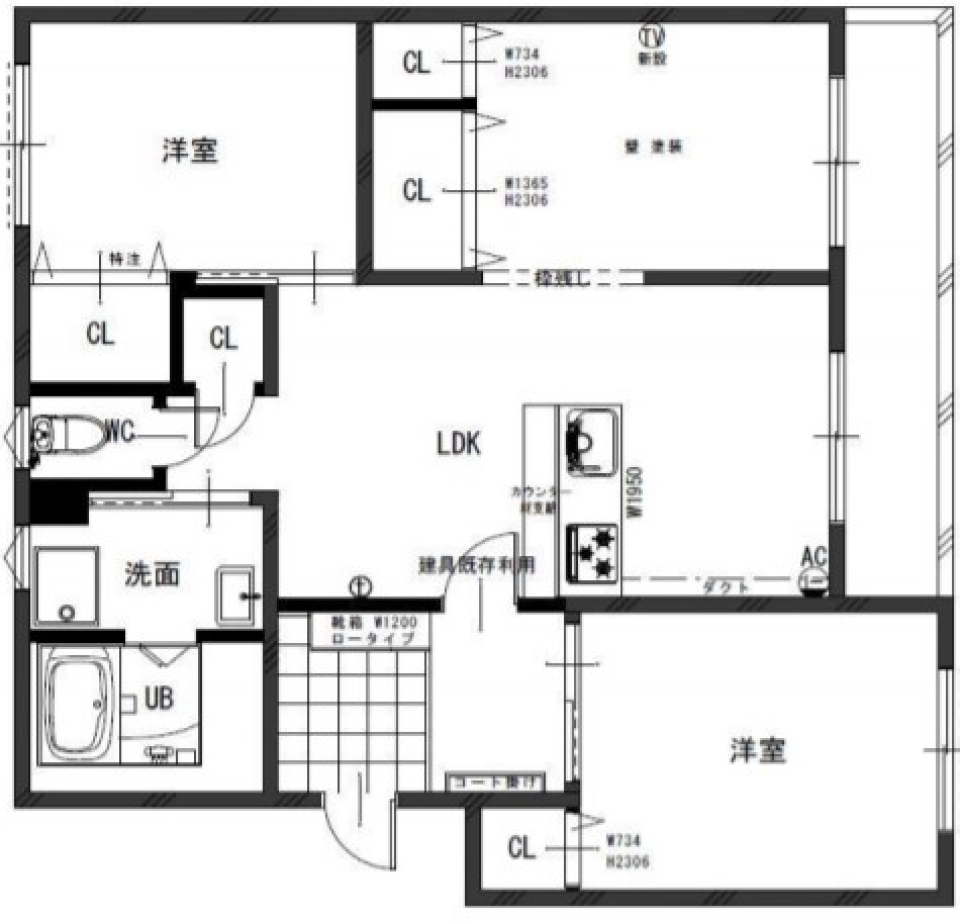 【リノベ物件】スタイリッシュなキッチンの間取り図