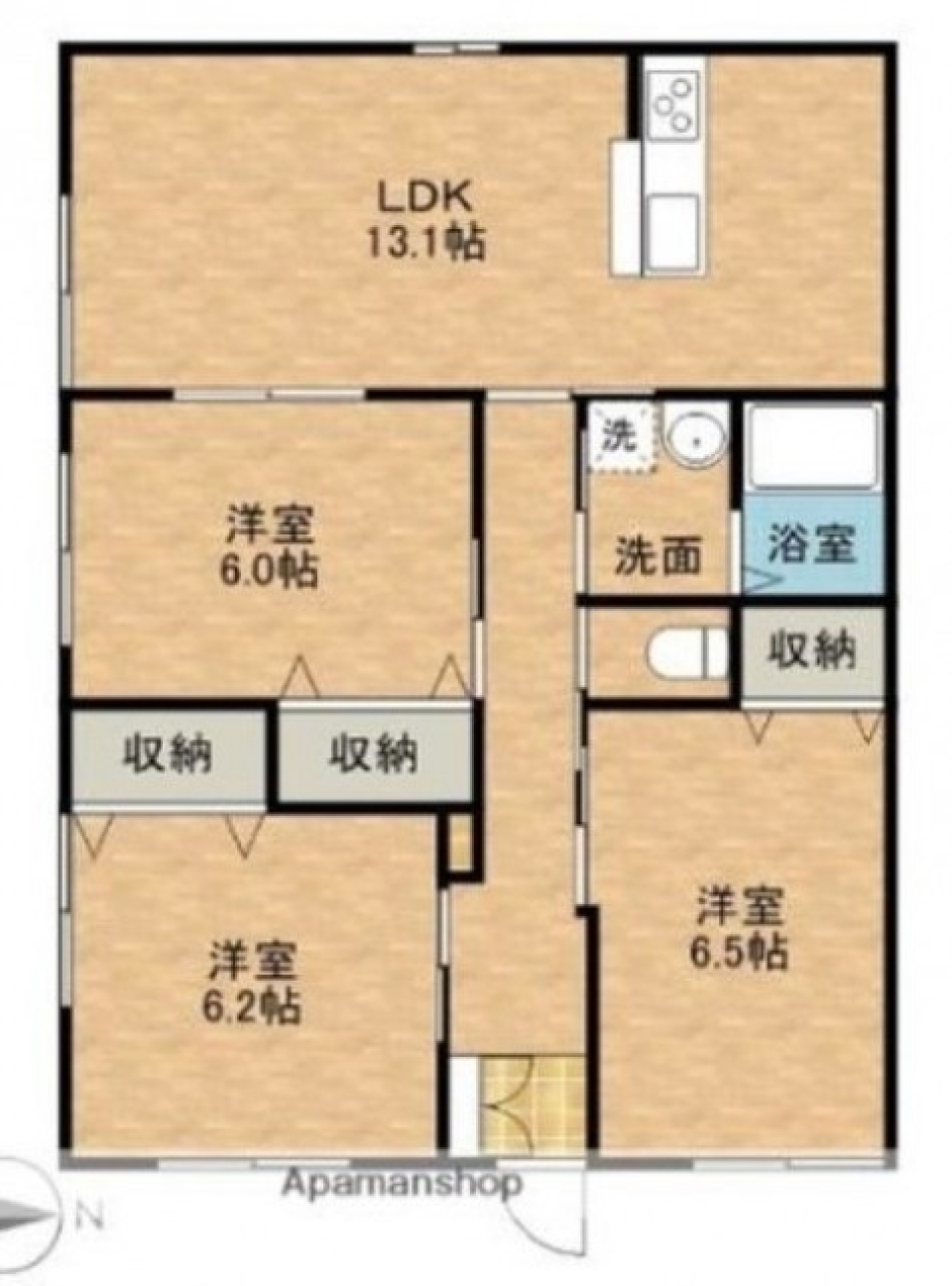 【築浅】平屋戸建のお家でのびのび暮らすの間取り図