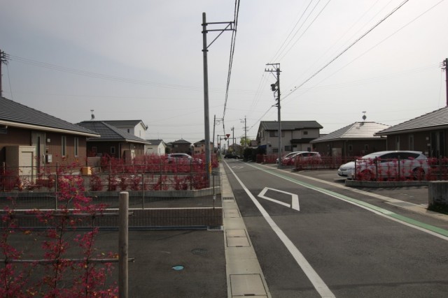 道路をはさみ平屋戸建が並ぶ不思議な町。