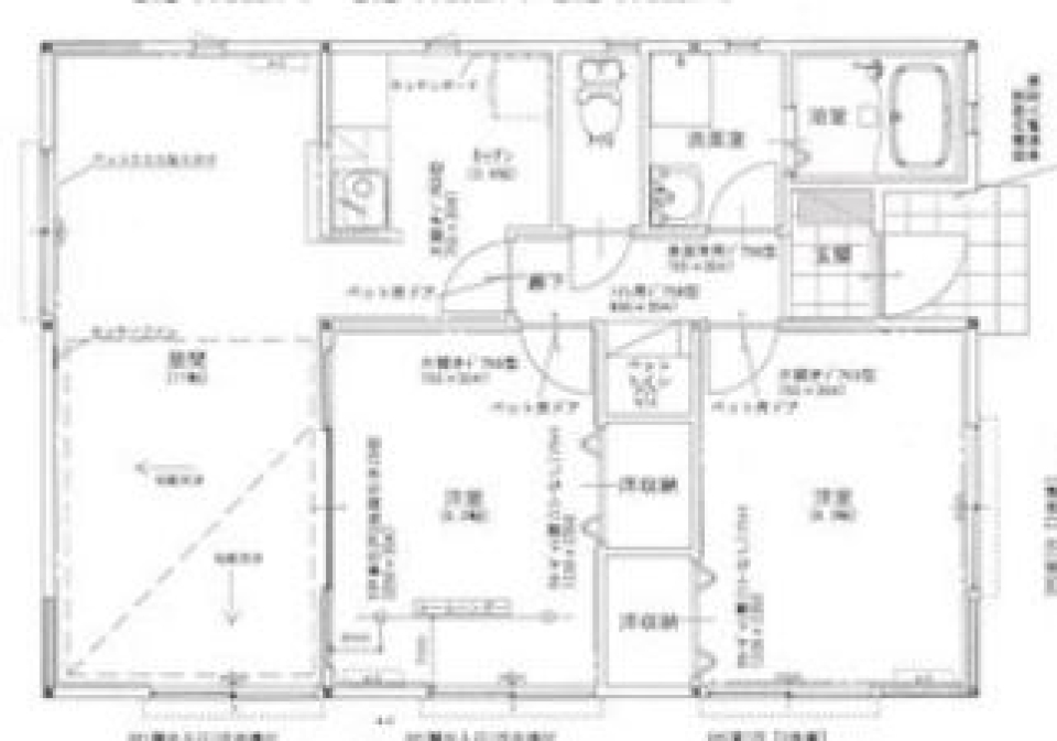 わんわんと住む平屋一戸建の間取り図