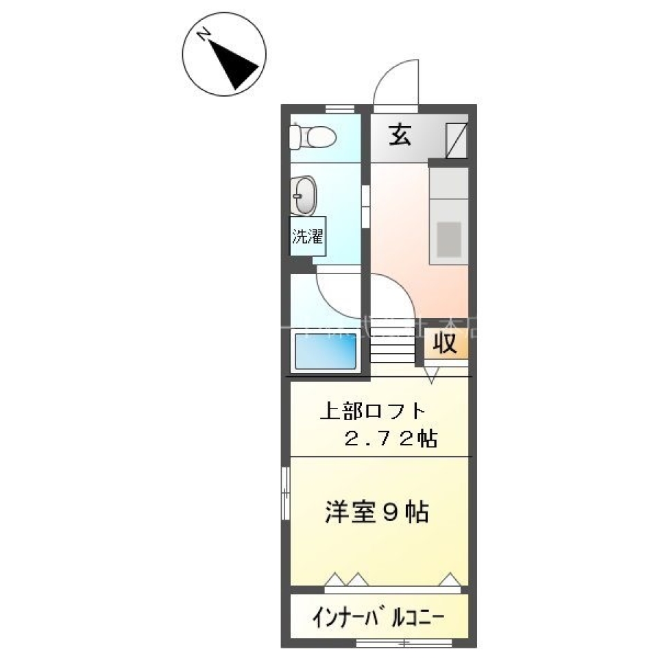 スポットライトとロフトがイカす男の秘密基地の間取り図