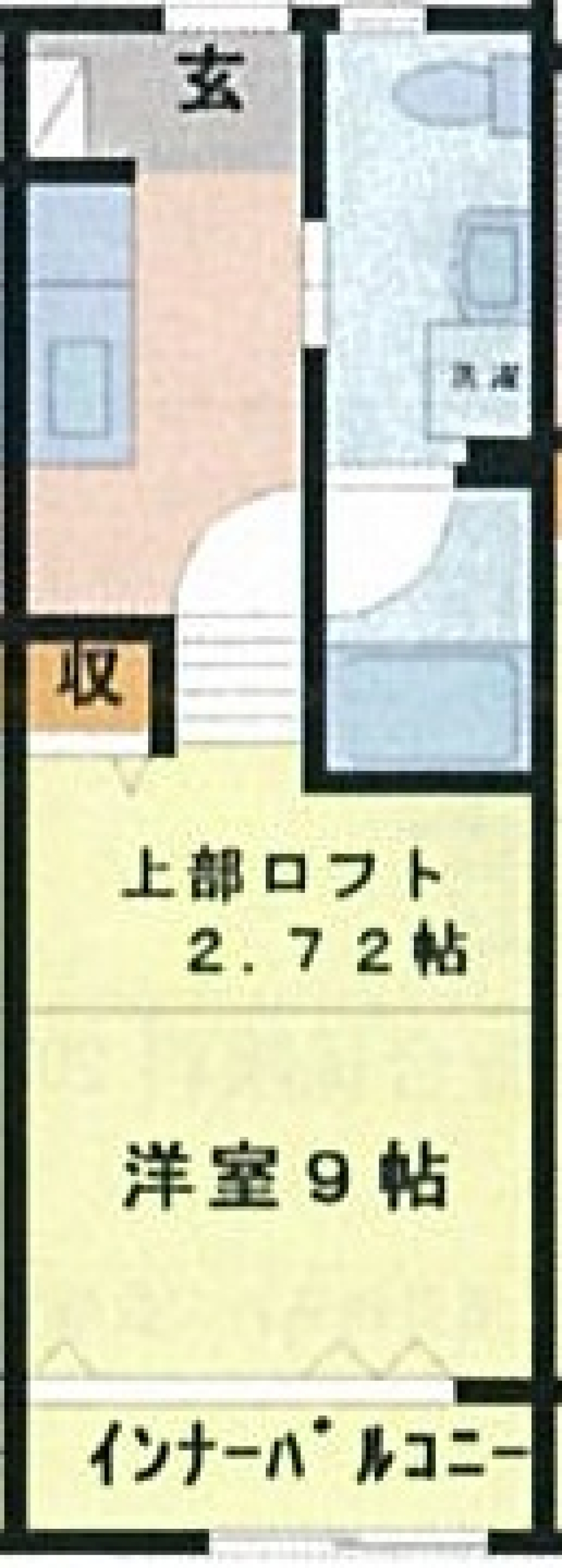 スポットライトとロフトがイカす男の秘密基地の間取り図