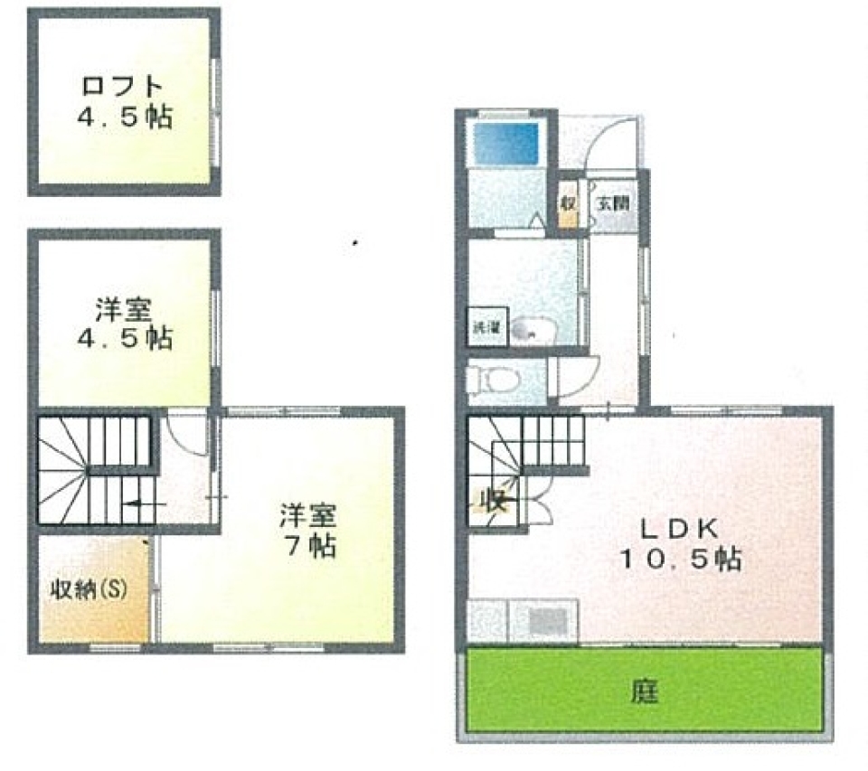 剥き出し梁天井に見とれて。の間取り図