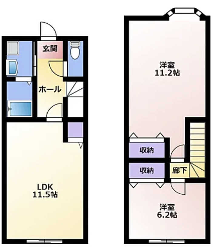 2LDKの間取り図。