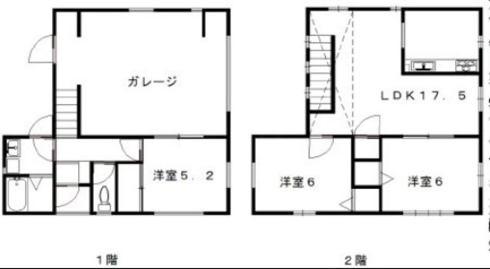 家族と一緒に相棒も。【ガレージハウス】の間取り図