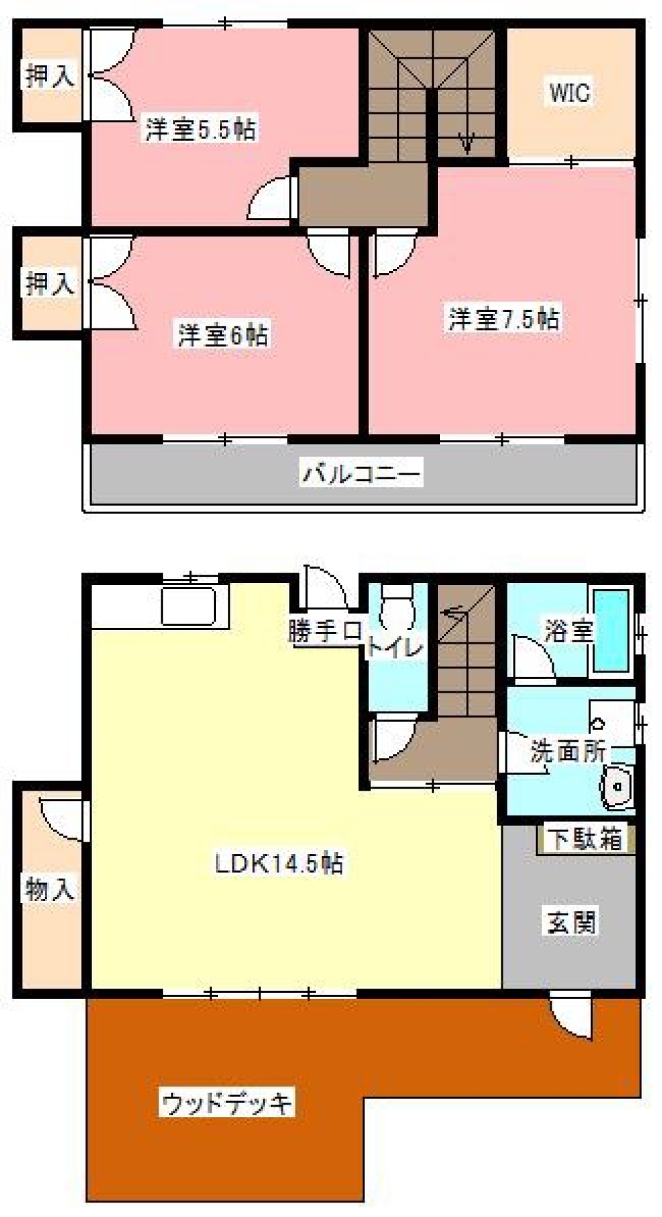 ウッドデッキを活用！バリ風アパート！の間取り図