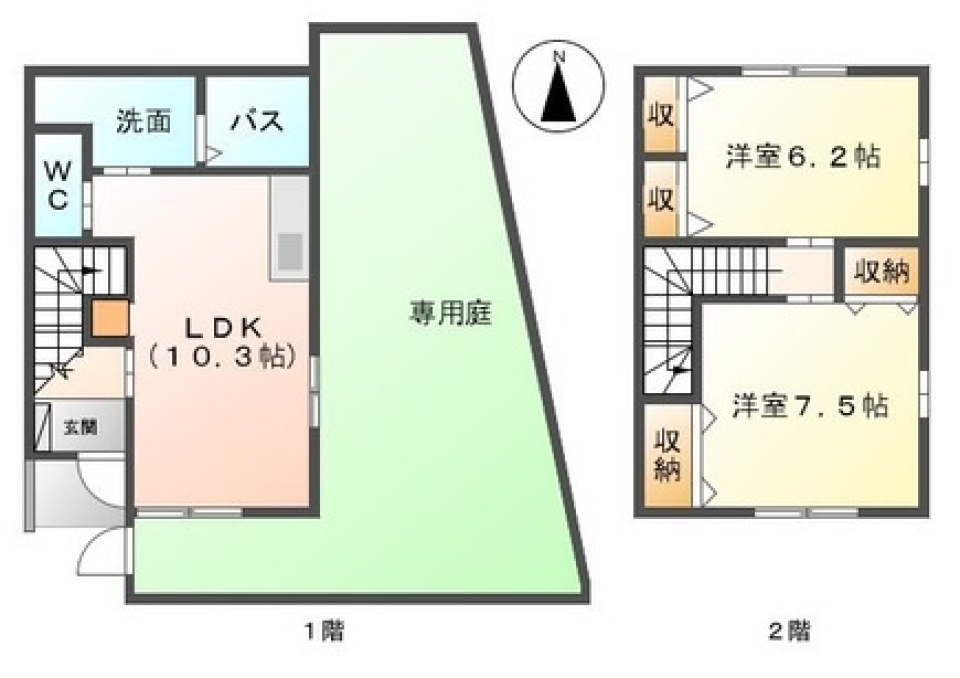 建坪より大きな庭付き戸建賃貸。の間取り図