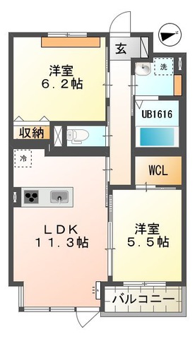 LDKと洋室の間の仕切りを開け放して使うのもよさそう。