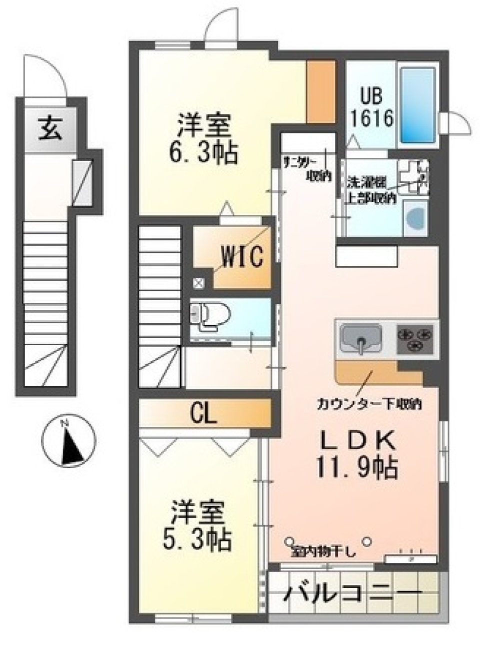 おおらかほんわかホワイトルームの間取り図