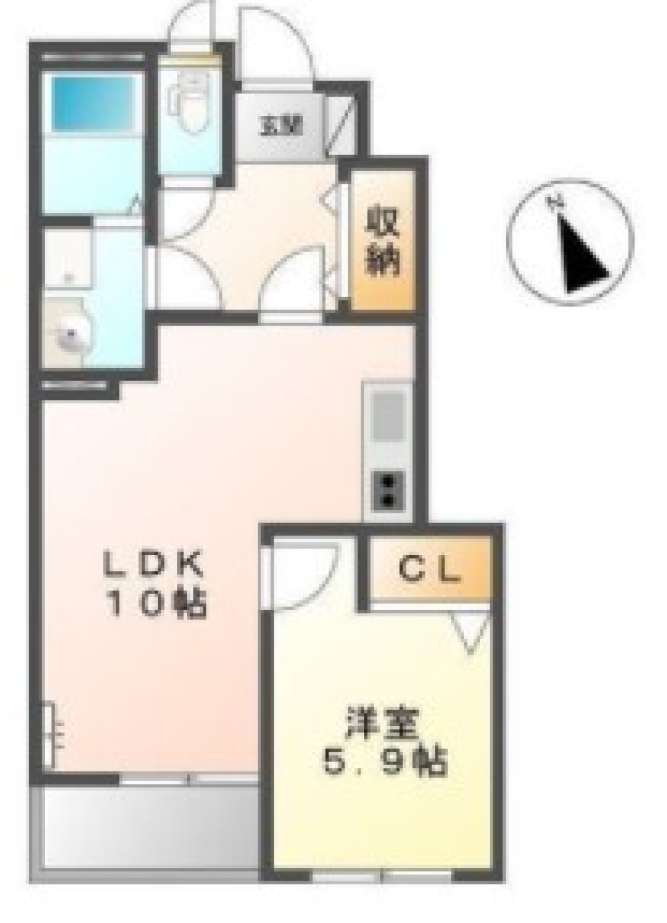 ペットと暮らす1LDKの間取り図